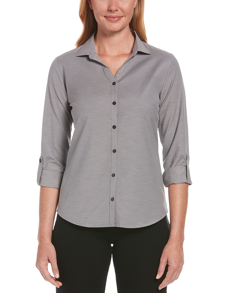LADIES HEATHERED WOVEN SHIRT