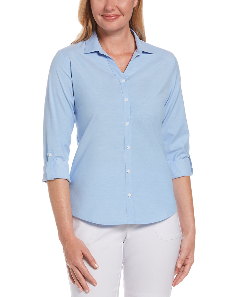 LADIES HEATHERED WOVEN SHIRT