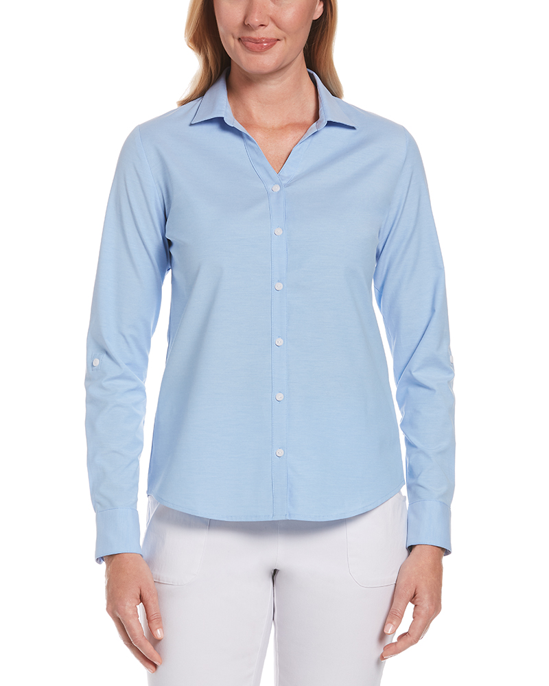 LADIES HEATHERED WOVEN SHIRT
